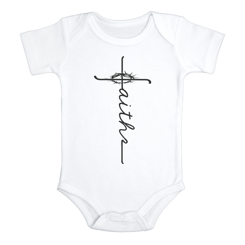 FAITH Blessed Religious baby onesies bodysuit (white: short or long sleeve) - HappyAddition
