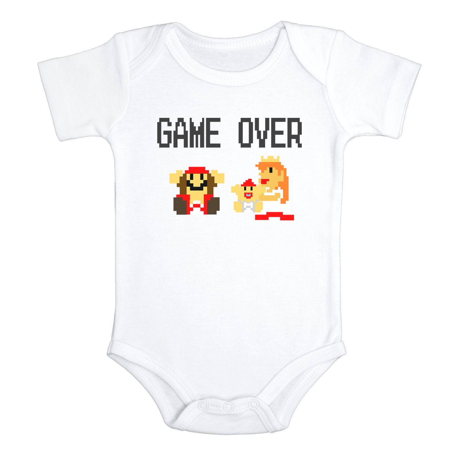 GAME OVER Funny baby onesies new parents bodysuit (white: short or long sleeve) - HappyAddition