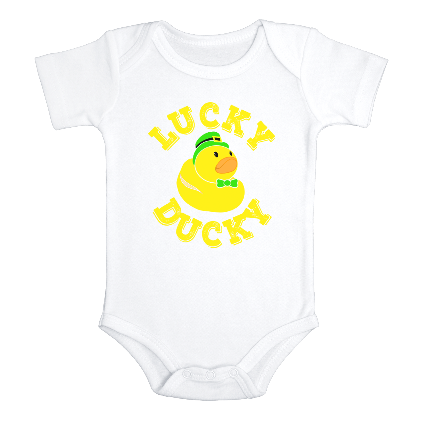 LUCKY DUCKY Funny Baby Bodysuit St. Patrick's Day Onesie (white: short or long sleeve) toddler 3t 4t 5t Available