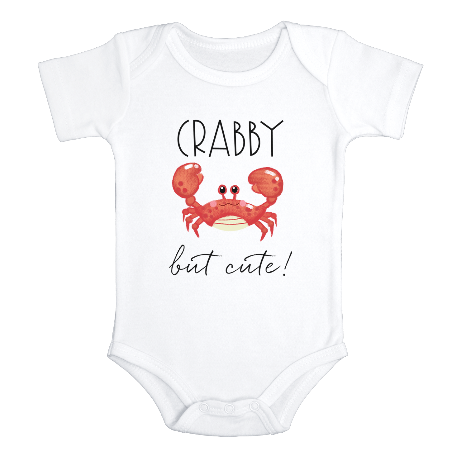 CRABBY BUT CUTE Funny baby onesies bodysuit (white: short or long sleeve)