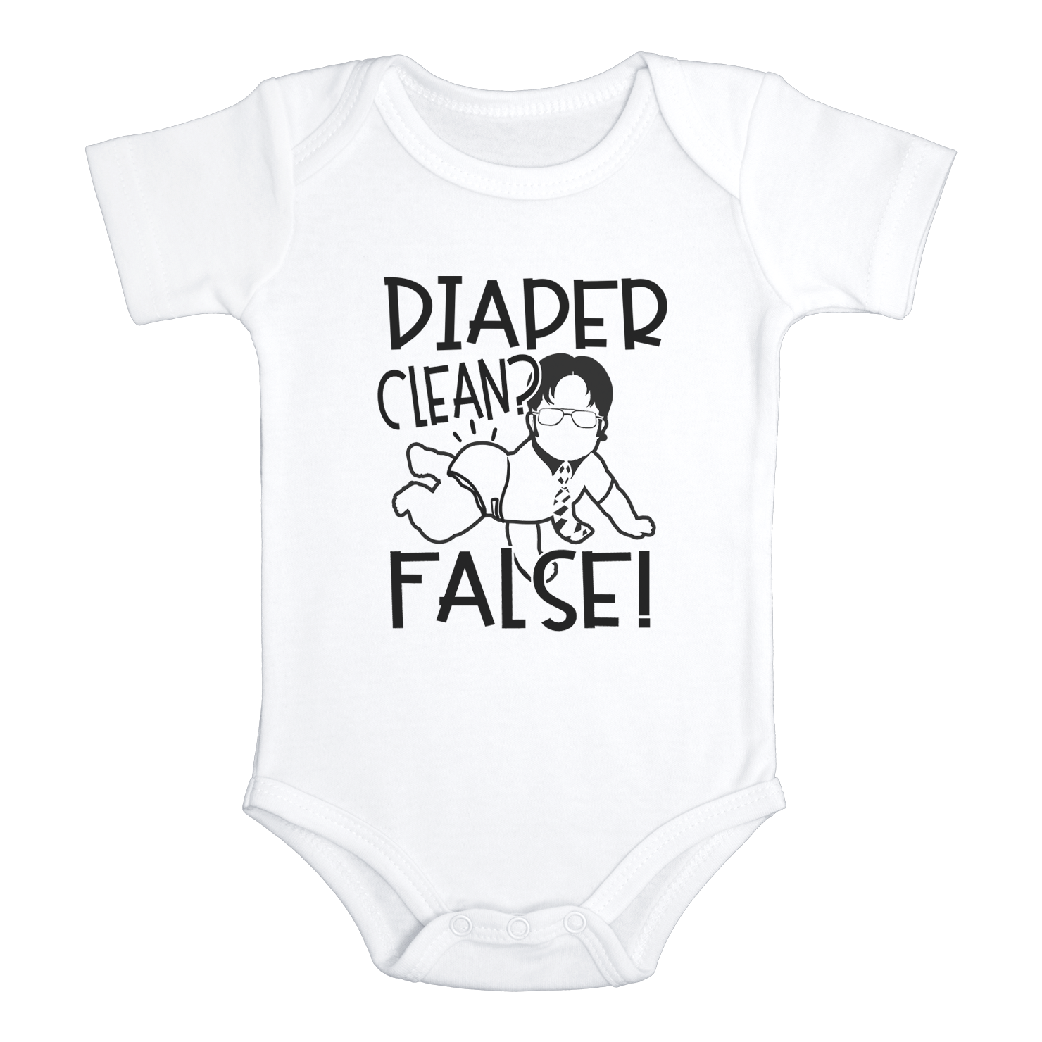 DIAPER CLEAN? FALSE! Funny baby onesies bodysuit (white: short or long sleeve) - HappyAddition