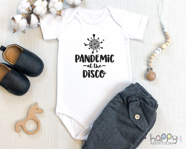 PANDEMIC AT THE DISCO Funny Corona Baby Bodysuit Cute Onesie White - HappyAddition