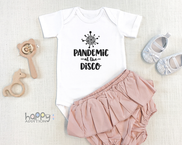 PANDEMIC AT THE DISCO Funny Corona Baby Bodysuit Cute Onesie White - HappyAddition