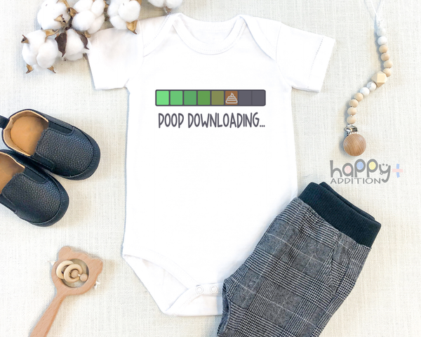 POOP DOWNLOADING Funny Onesie / Baby Body Suit White - HappyAddition