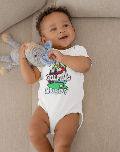 DADDY'S FUTURE GOLFING BUDDY Funny baby onesies bodysuit (white: short or long sleeve) - HappyAddition