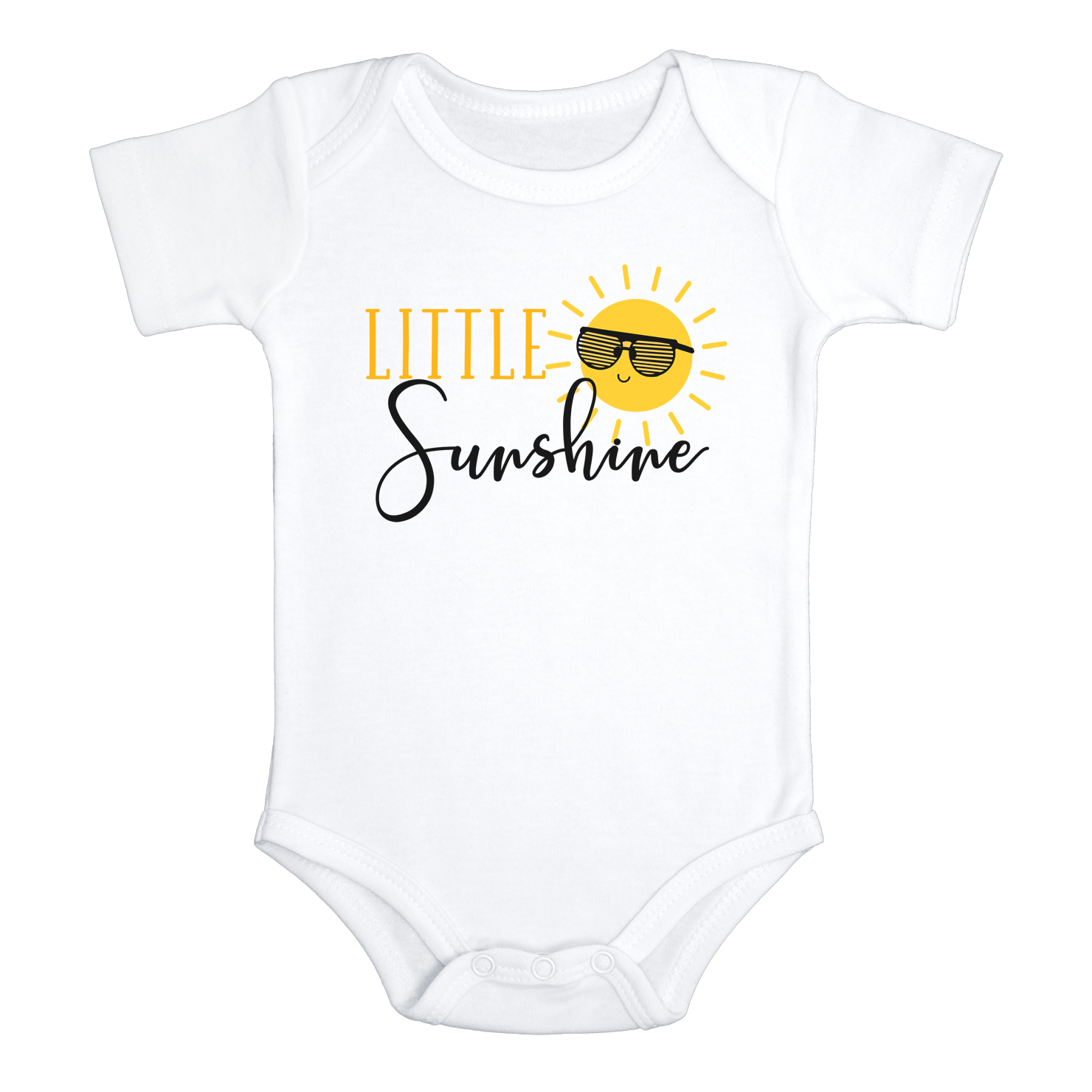 LITTLE SUNSHINE Funny baby sun onesies bodysuit (white: short or long sleeve) - HappyAddition