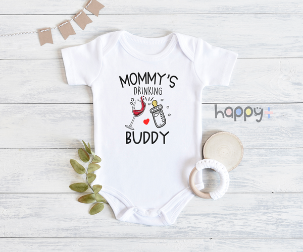 Copy of DADDY'S DRINKING BUDDY Funny baby onesies bodysuit (white: short or long sleeve) - HappyAddition