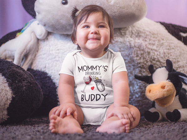 Copy of DADDY'S DRINKING BUDDY Funny baby onesies bodysuit (white: short or long sleeve) - HappyAddition