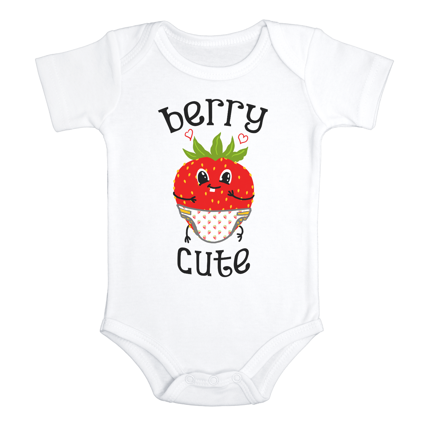 BERRY CUTE Funny baby onesies Strawberry bodysuit (white: short or long sleeve)