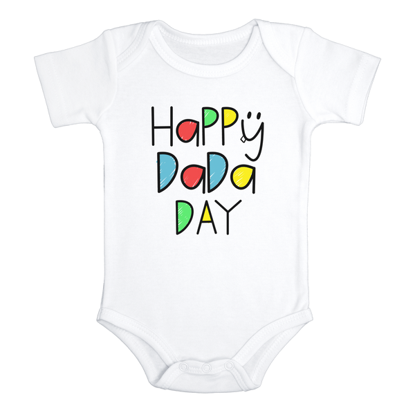 HAPPY DADA DAY Funny baby onesies father's day bodysuit (white: short or long sleeve) - HappyAddition