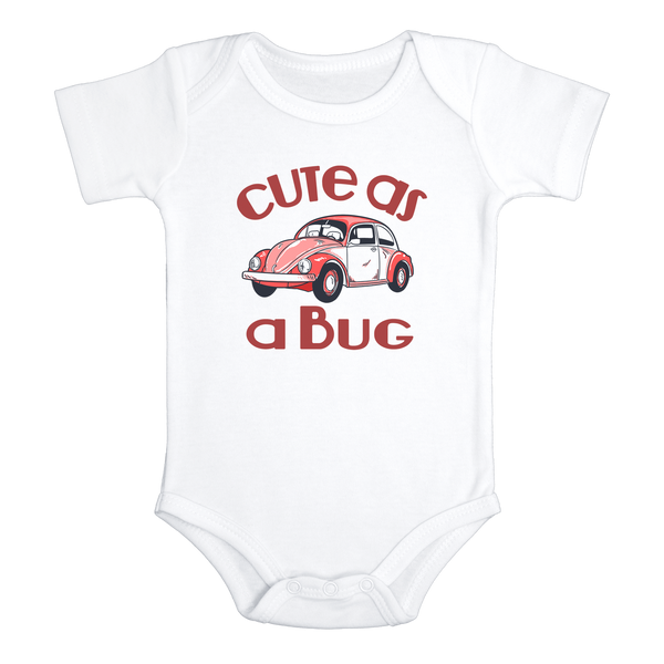 CUTE AS A BUG funny baby onesie beetle bodysuit (white: short or long sleeve) - HappyAddition