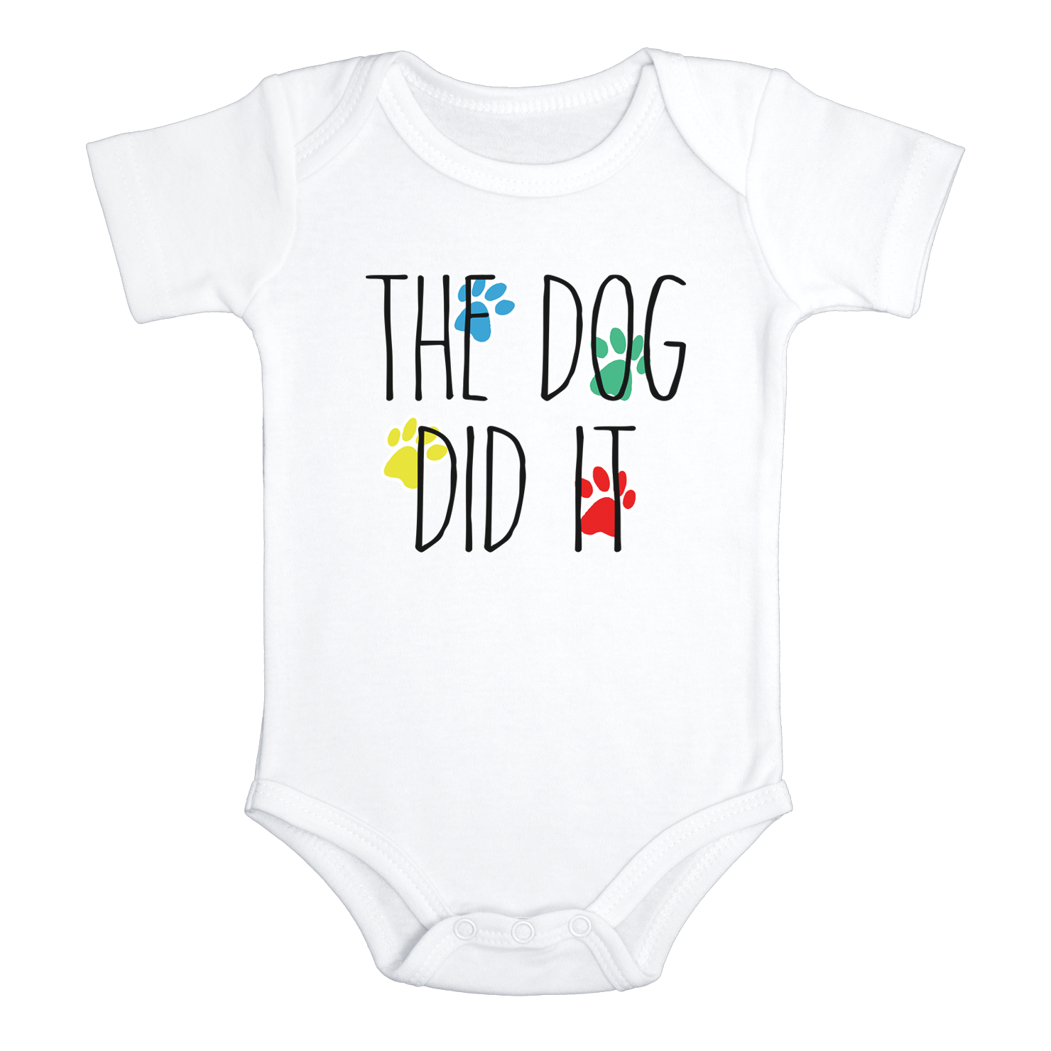 THE DOG DID IT Funny baby puppy onesies bodysuit (white: short or long sleeve) - HappyAddition