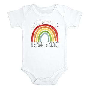 HIS PLAN IS PERFECT miracle baby Religious onesies bodysuit (white: short or long sleeve)