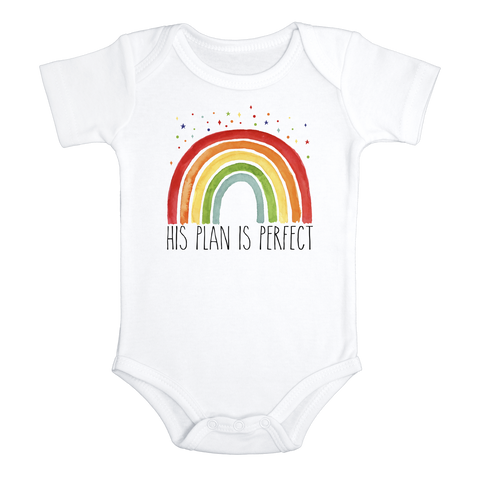 HIS PLAN IS PERFECT miracle baby Religious onesies bodysuit (white: short or long sleeve)