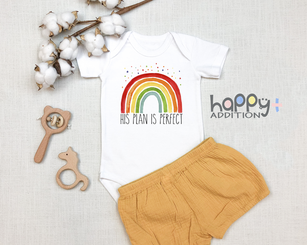 HIS PLAN IS PERFECT miracle baby Religious onesies bodysuit (white: short or long sleeve)