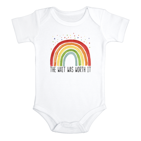 THE WAIT WAS WORTH IT miracle baby onesies bodysuit (white: short or long sleeve) - HappyAddition