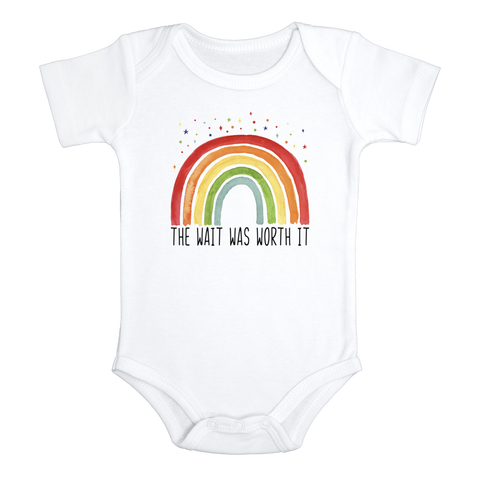 THE WAIT WAS WORTH IT miracle baby onesies bodysuit (white: short or long sleeve) - HappyAddition