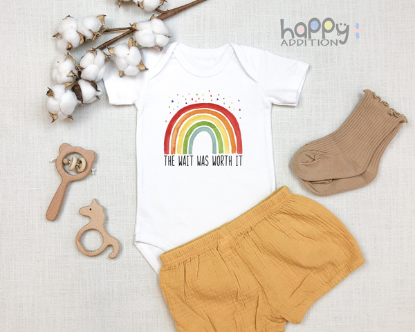 THE WAIT WAS WORTH IT miracle baby onesies bodysuit (white: short or long sleeve) - HappyAddition