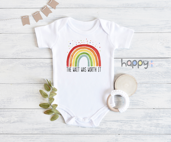 THE WAIT WAS WORTH IT miracle baby onesies bodysuit (white: short or long sleeve) - HappyAddition