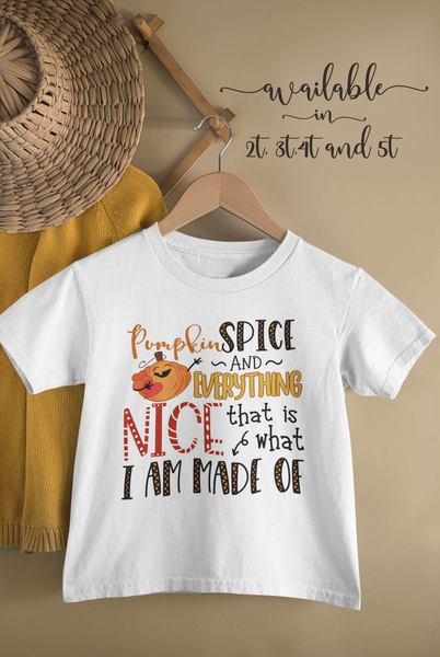 PUMPKIN AND SPICE AND EVERYTHING NICE Funny baby onesies bodysuit (white: short or long sleeve)