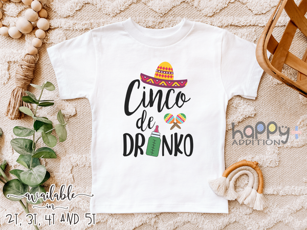 CINCO DE DRINKO Funny baby Cinco de Mayo onesies taco bodysuit (white: short sleeve & long sleeve)