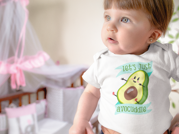 LET'S JUST AVOCUDDLE Cute Baby Bodysuit/Avocado Onesie White - HappyAddition