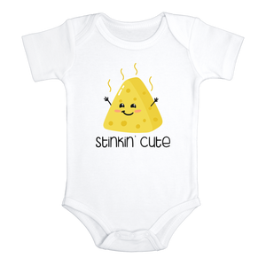 STINKIN' CUTE Funny baby onesies bodysuit (white: short or long sleeve) - HappyAddition