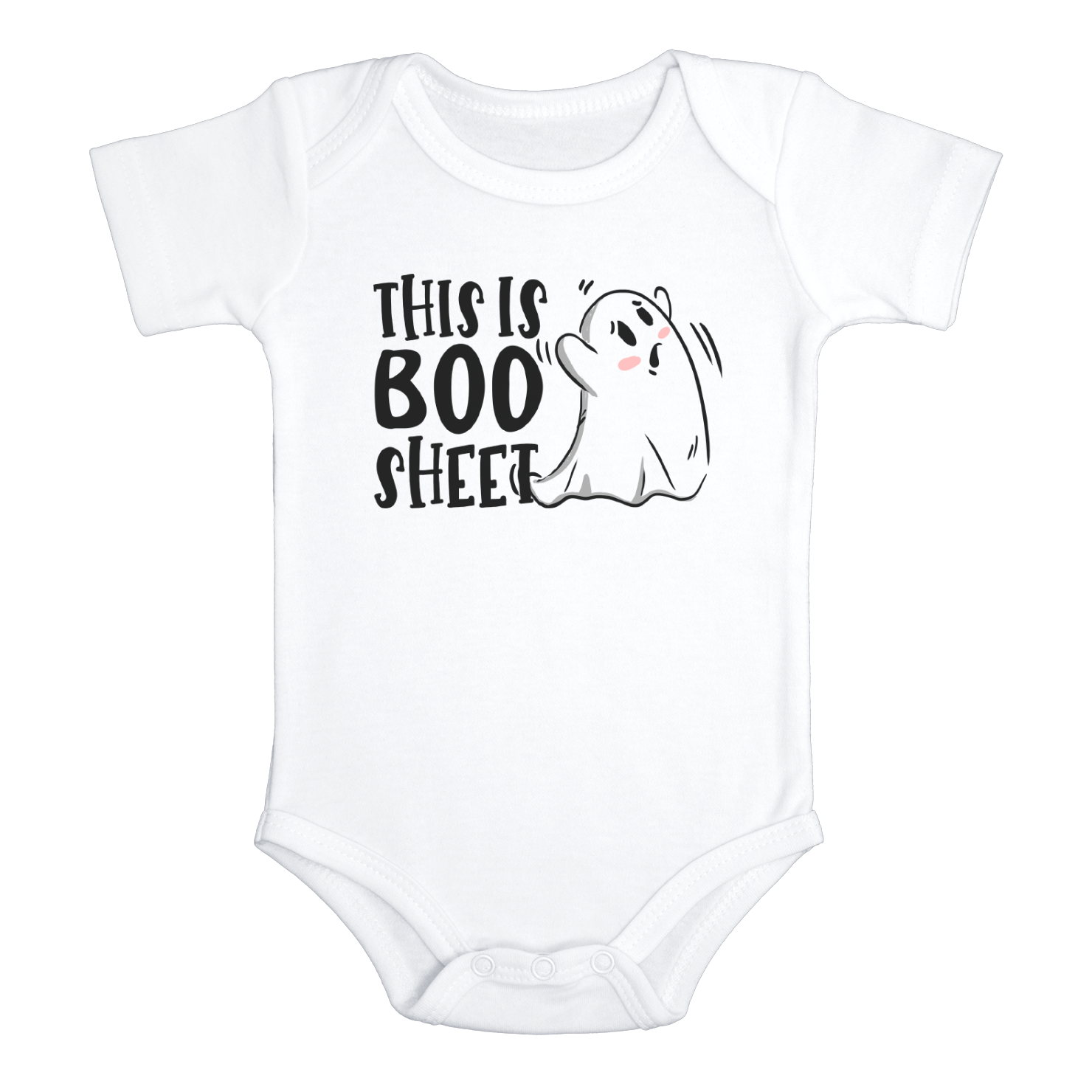 THIS IS BOO SHEET Funny baby onesies Halloween bodysuit (white: short or long sleeve)