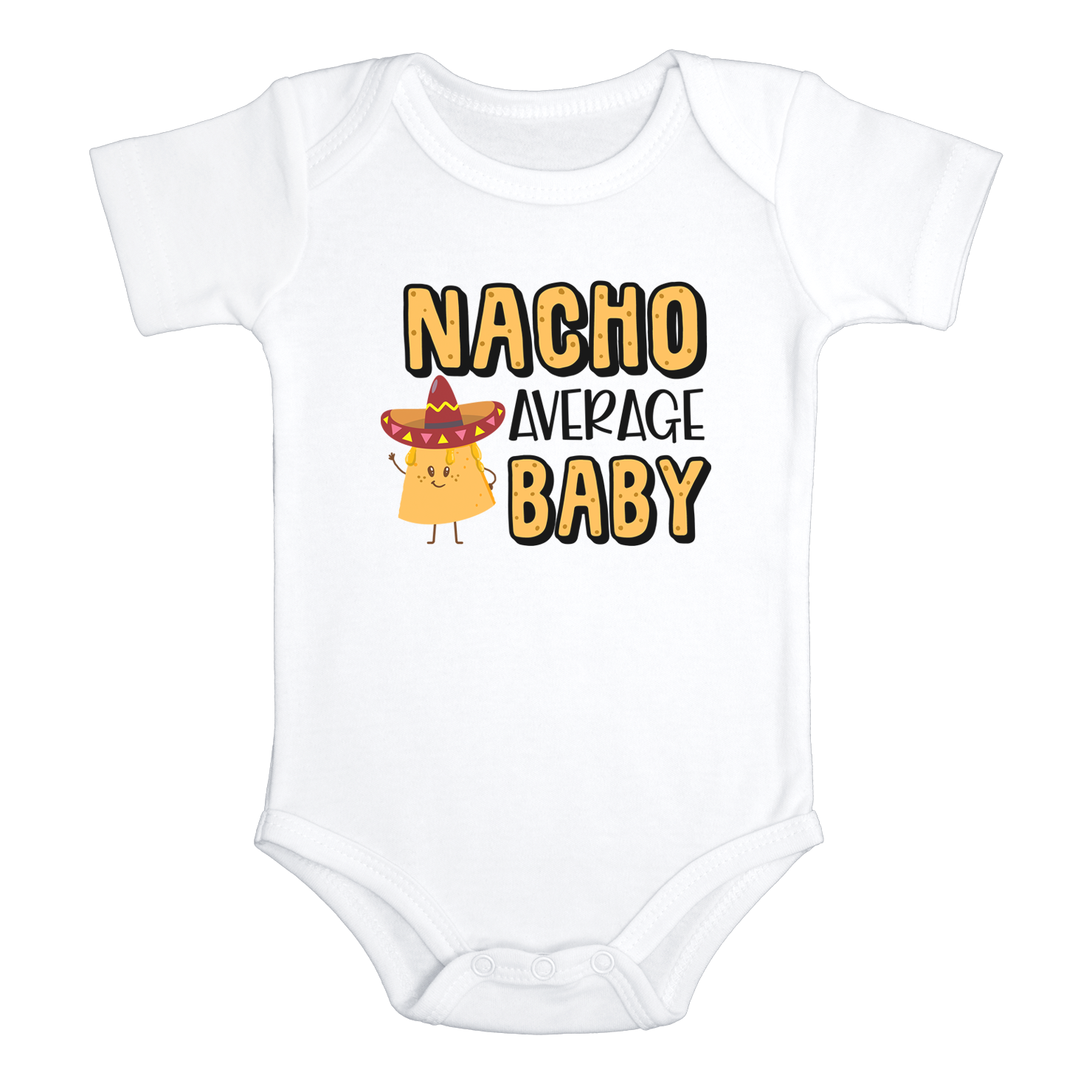 NACHO AVERAGE BABY Funny baby onesies bodysuit (white: short or long sleeve) - HappyAddition