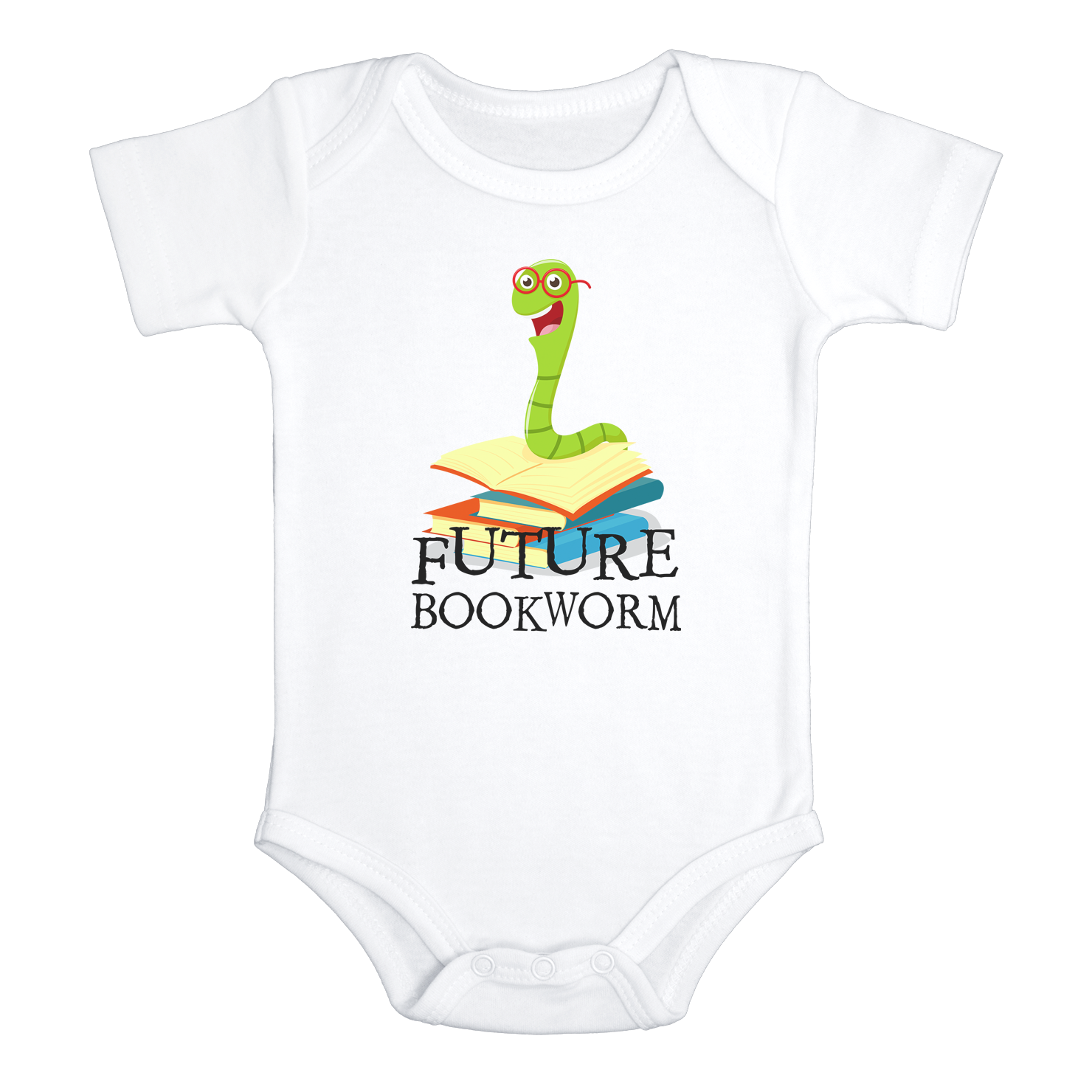 FUTURE BOOKWORM Funny baby onesies future readers bodysuit (white: short or long sleeve) - HappyAddition