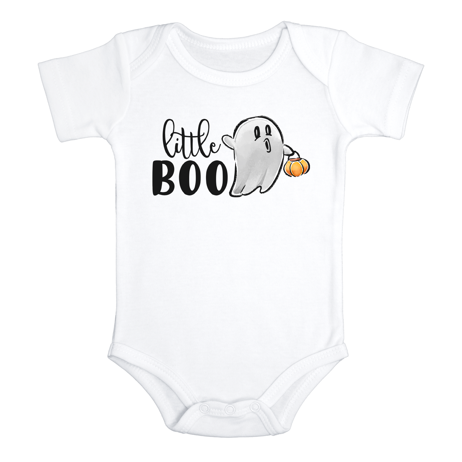 LITTLE BOO Funny baby onesies Halloween Ghost bodysuit (white: short or long sleeve)