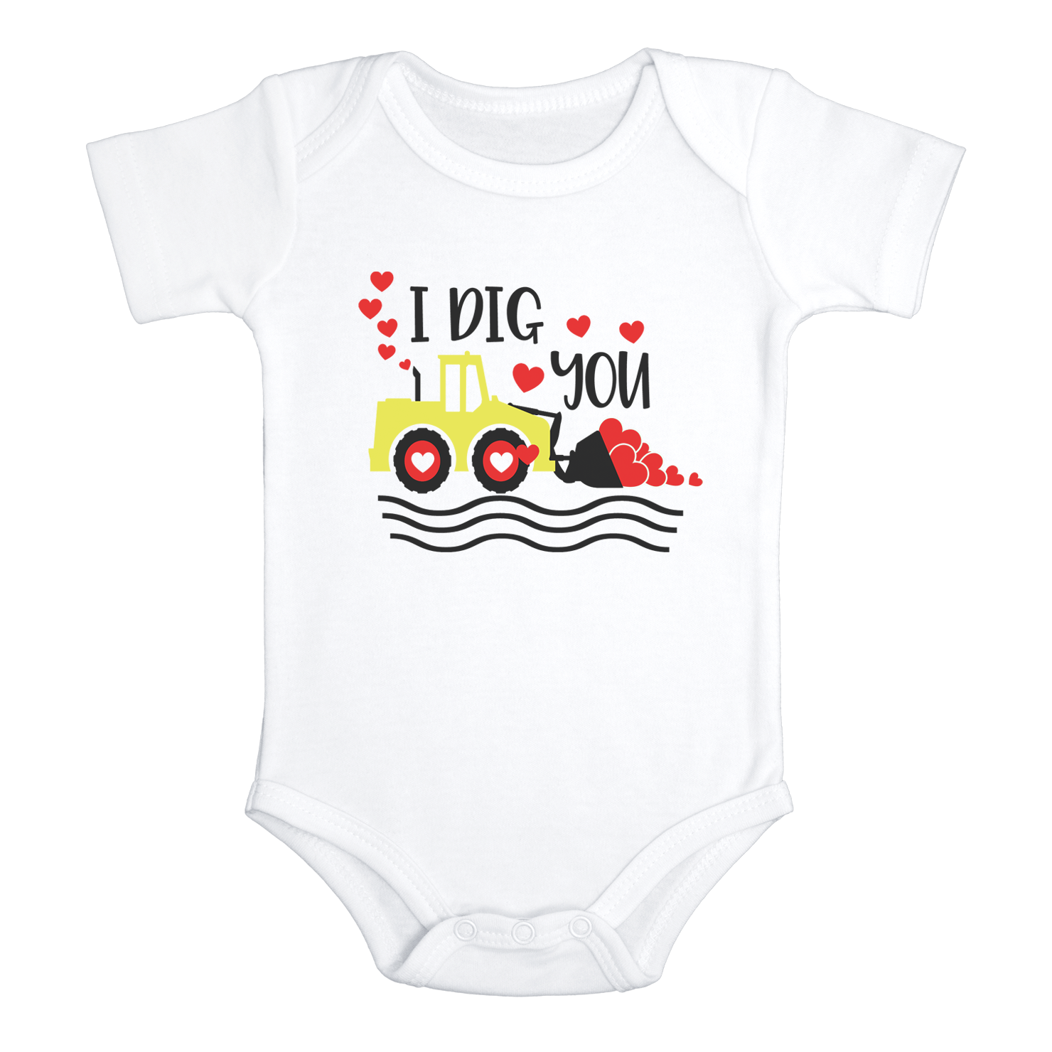 I DIG YOU funny baby onesies bodysuit (white: short or long sleeve) - HappyAddition