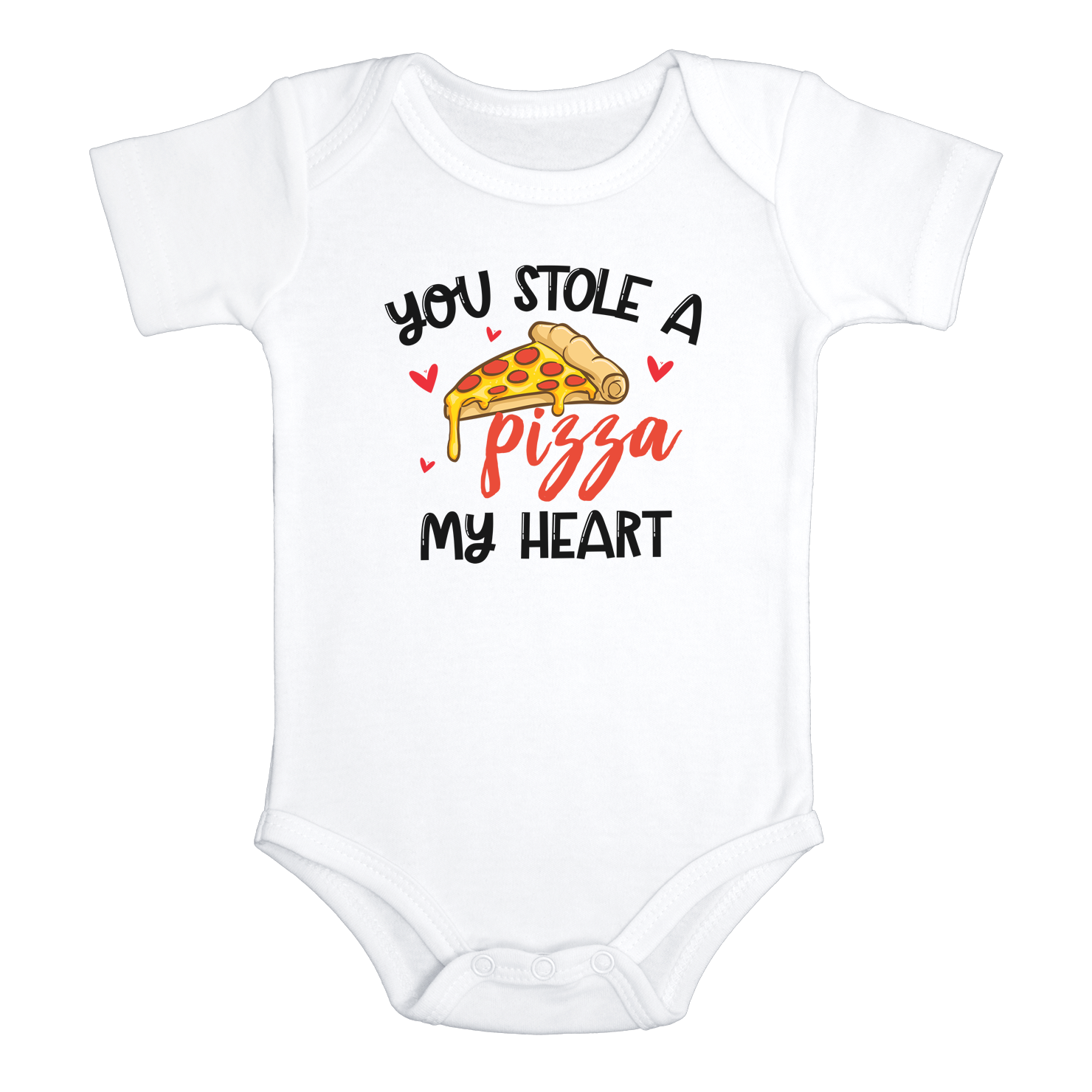 YOU STOLE A PIZZA MY HEART Funny baby onesies pizza bodysuit (white: short or long sleeve) - HappyAddition