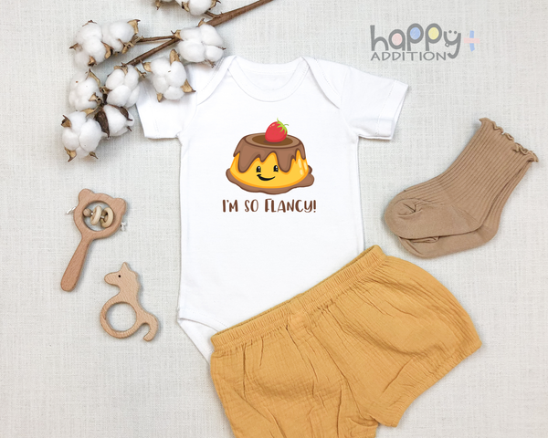 I'M SO FLANCY Funny baby onesies bodysuit (white: short or long sleeve) - HappyAddition