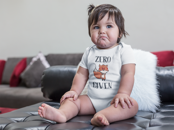 ZERO FOX GIVEN Funny baby onesies bodysuit (white: short or long sleeve) - HappyAddition