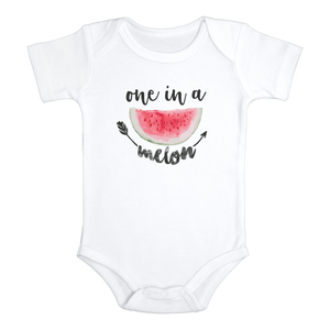 ONE IN A MELON Funny Watermelon Baby Onesie / Bodysuit White - HappyAddition