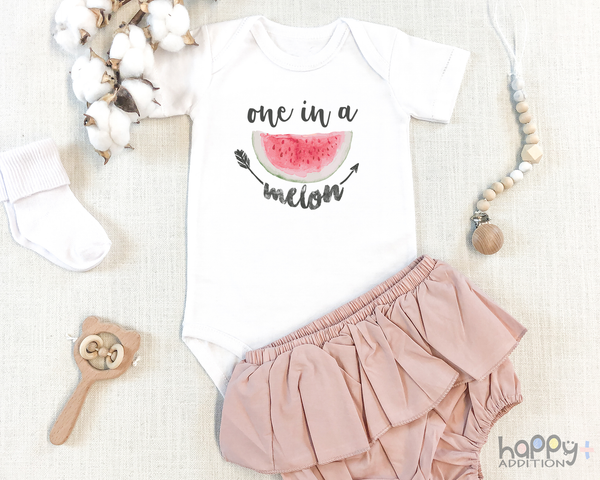 ONE IN A MELON Funny Watermelon Baby Onesie / Bodysuit White - HappyAddition
