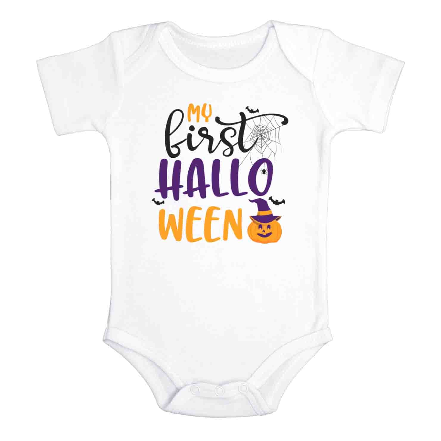 MY FIRST HALLOWEEN Funny baby onesies bodysuit (white: short or long sleeve)