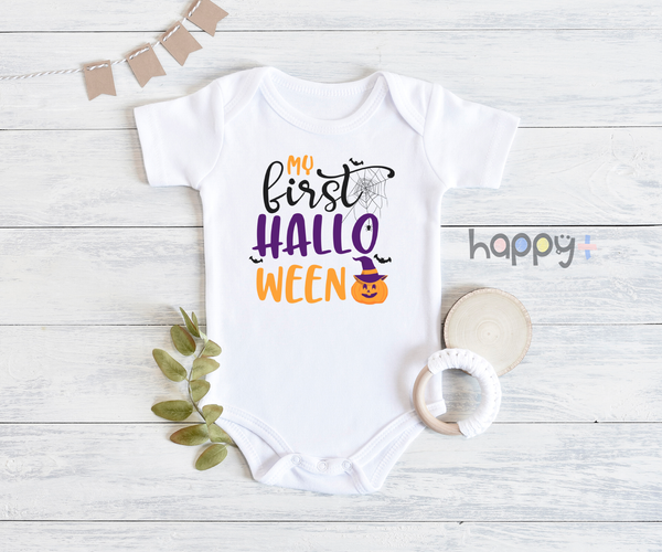 MY FIRST HALLOWEEN Funny baby onesies bodysuit (white: short or long sleeve)