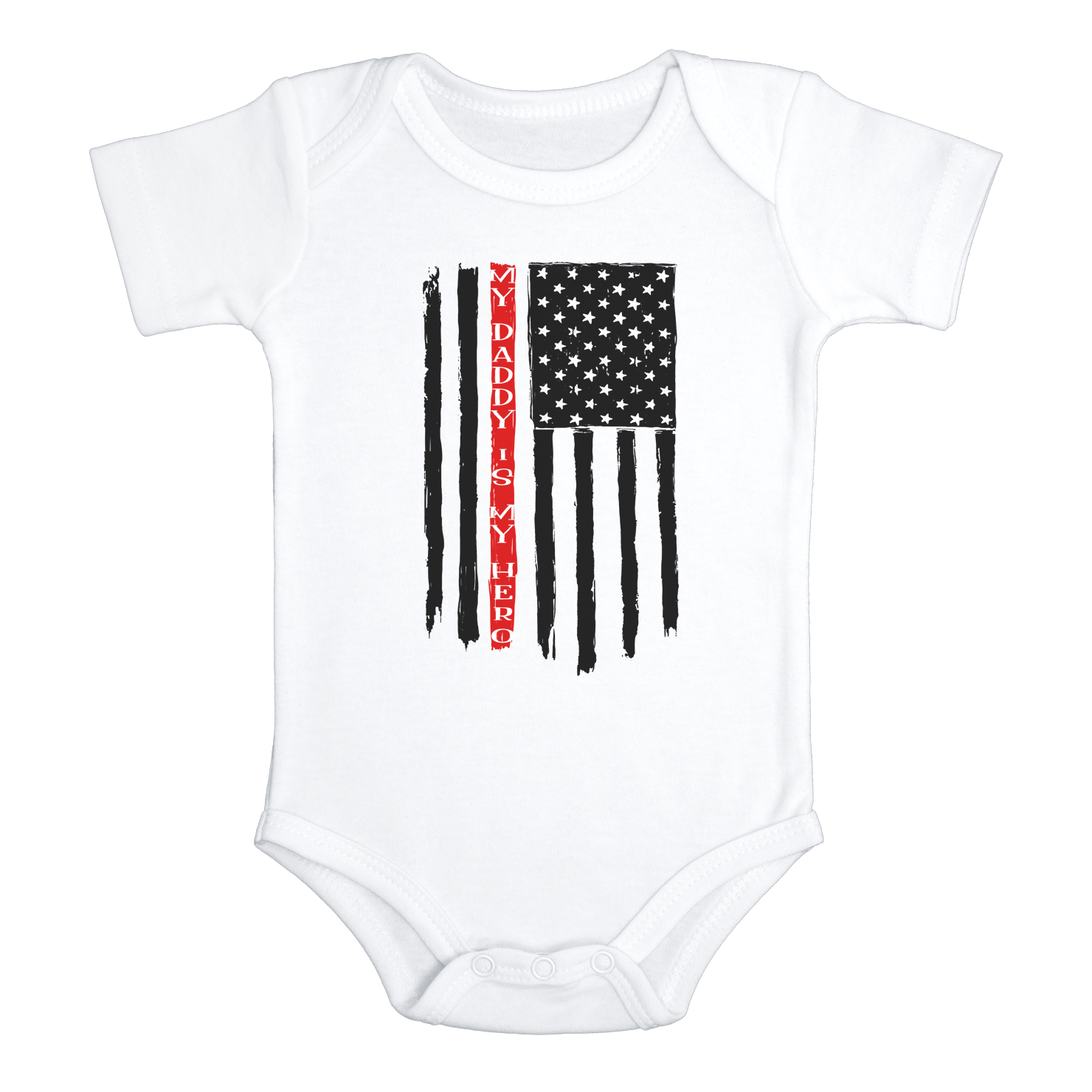 MY DADDY IS MY HERO Funny baby onesies American Flag bodysuit (white: short or long sleeve)