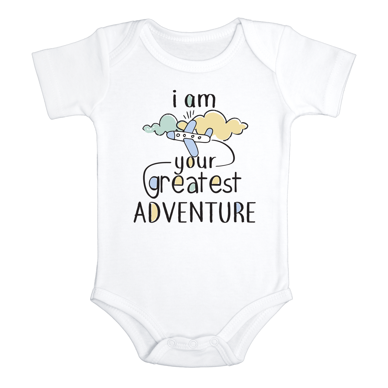 I AM YOUR GREATEST ADVENTURE Funny baby Boy onesies bodysuit (white: short or long sleeve)