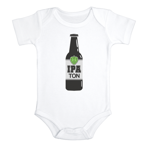 IPA TON Beer Funny baby onesies bodysuit (white: short or long sleeve) - HappyAddition