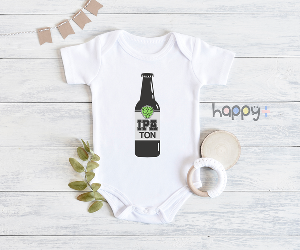 IPA TON Beer Funny baby onesies bodysuit (white: short or long sleeve) - HappyAddition