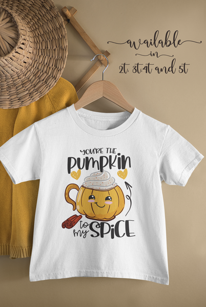 YOU'RE THE PUMPKIN TO MY SPICE Funny Thanksgiving onesies Fall bodysuit (white: short or long sleeve)