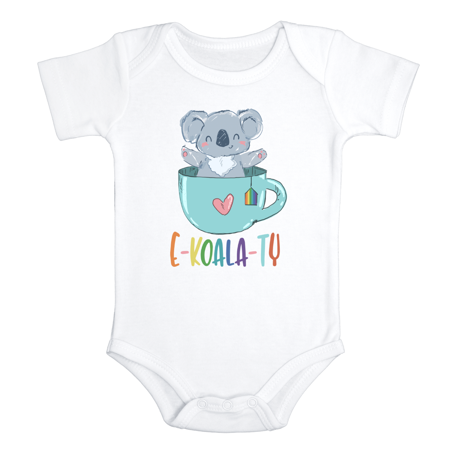 E-KOALA-TEA Funny baby Equality onesies bodysuit (white: short or long sleeve)