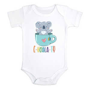 E-KOALA-TEA Funny baby Equality onesies bodysuit (white: short or long sleeve)