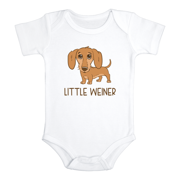LITTLE WIENER Funny Dachshund Dog Baby Onesie / Bodysuit White - HappyAddition