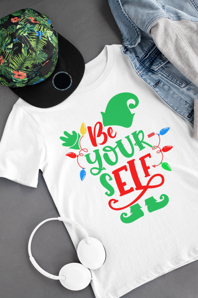 BE YOURSELF Funny baby onesies Christmas Elf bodysuit (white: short or long sleeve)