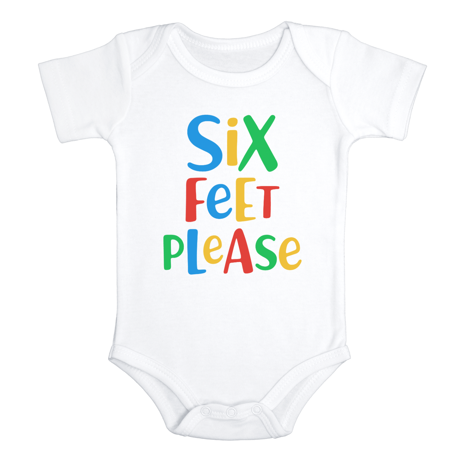 SIX FEET PLEASE funny corona baby social distancing onesies bodysuit (white: short or long sleeve)