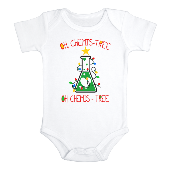 OH, CHEMIS-TREE Funny baby Christmas onesies Nerdy bodysuit (white: short or long sleeve)